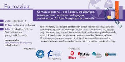 Kontatu zigutena… eta kontatu ez zigutena. Arrazakeriaren aurkako pedagogiak partekatzen, Afrikan Murgiltzen proiektutik